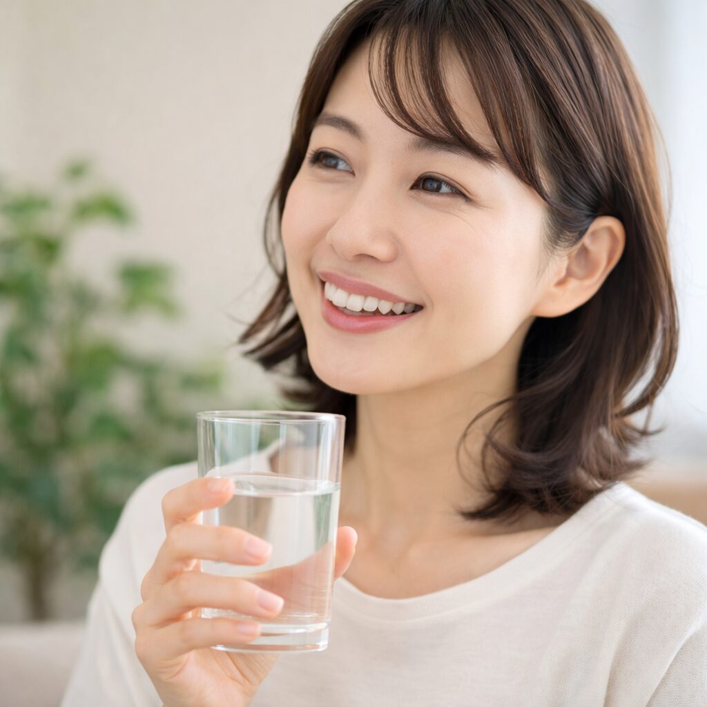 自然な笑顔の女性｜若々しい印象を与える日常習慣イメージ