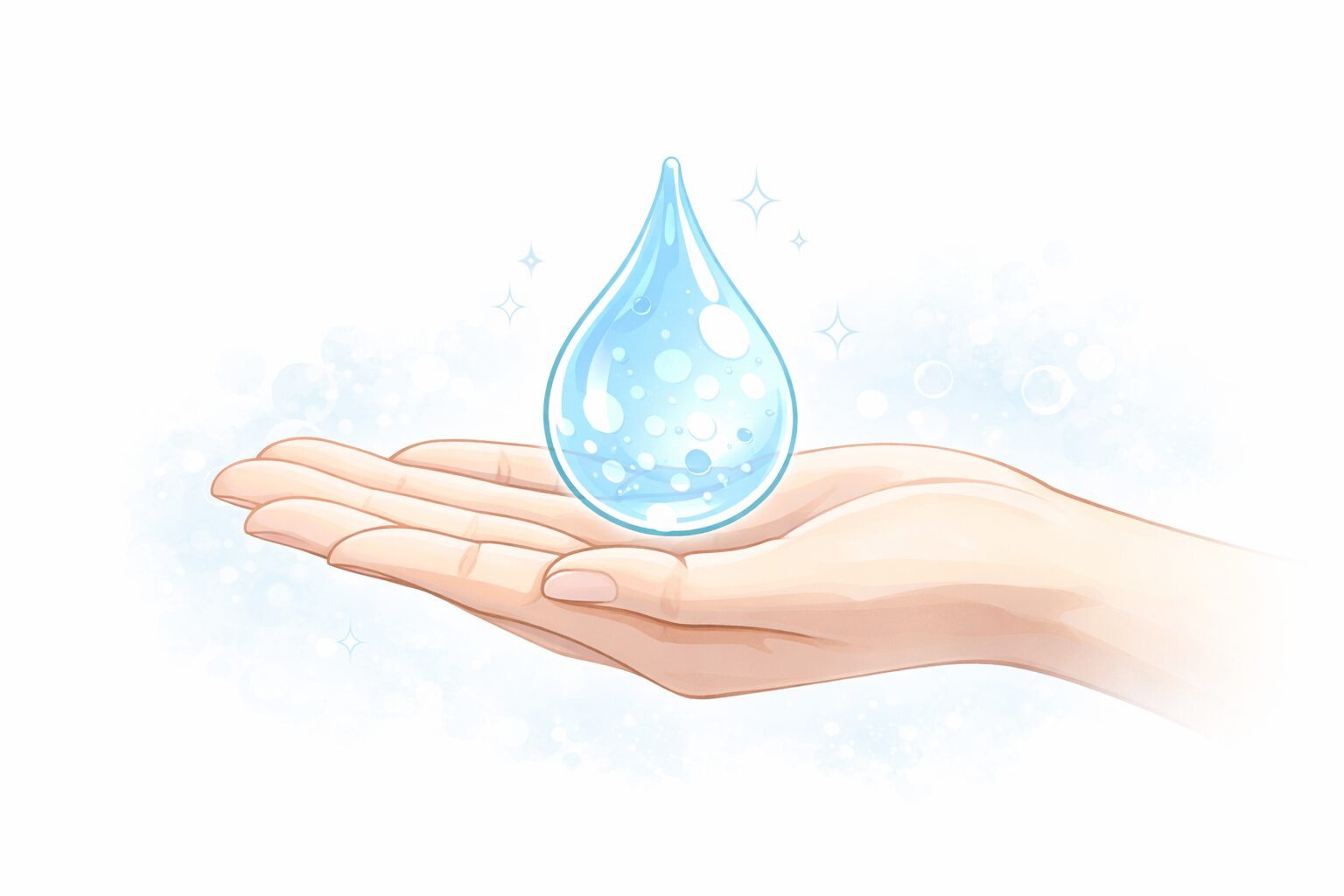 ドライマウス・唾液不足をイメージした水滴のシンプルイラスト